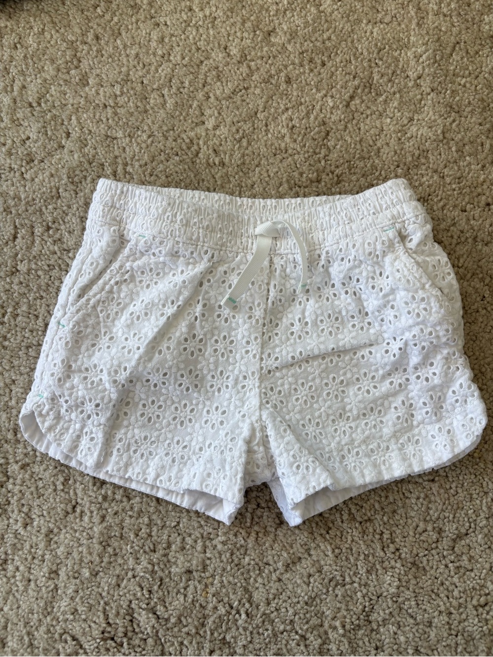 Cat & Jack Girls 4T White Eyelet Cotton Pull-On Shorts